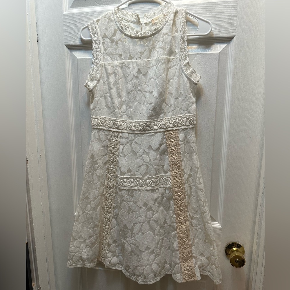 Altar'd State Ivory Lace Dress with Crochet Trim